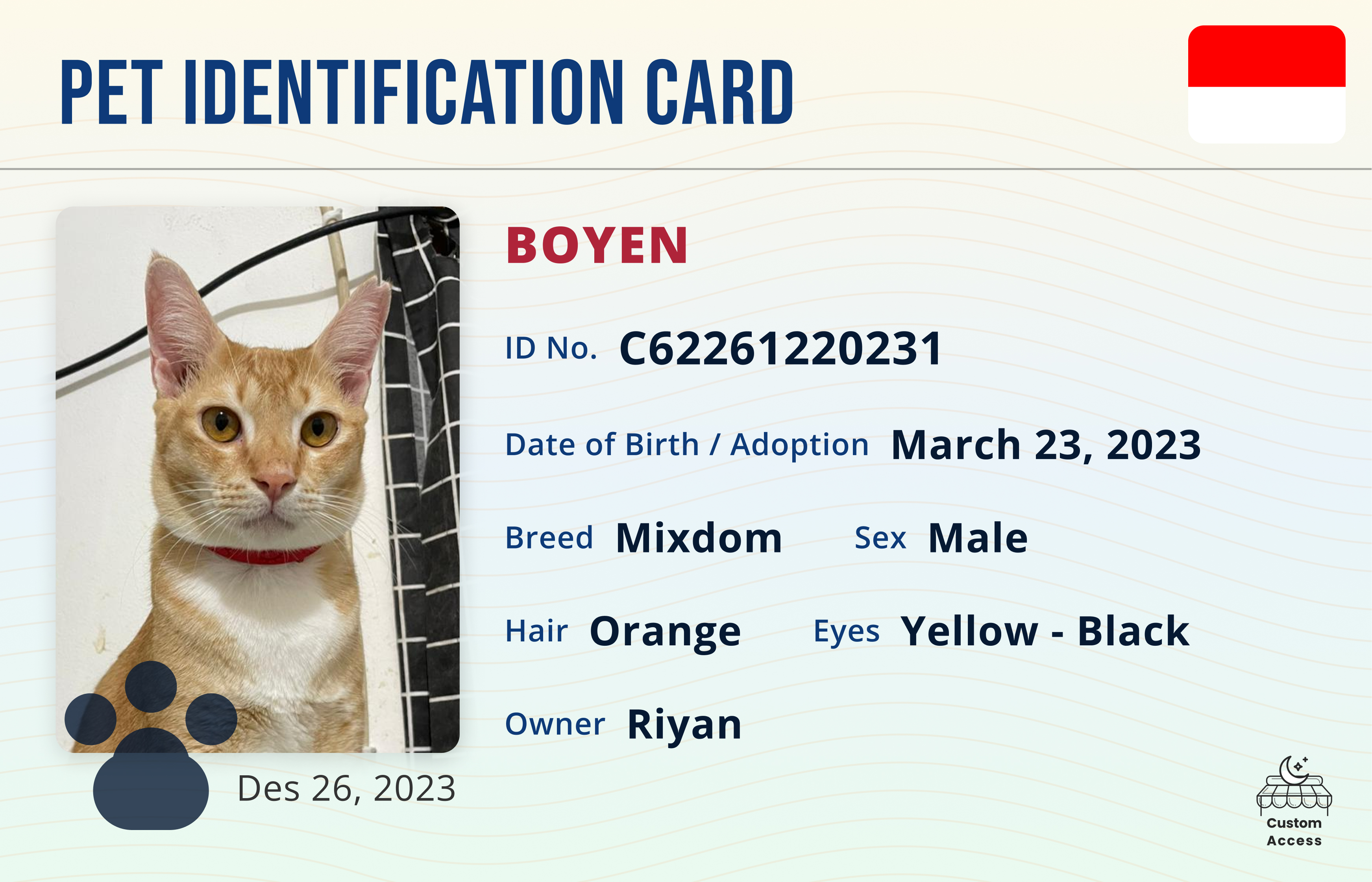 Kartu Pet ID - Boyen