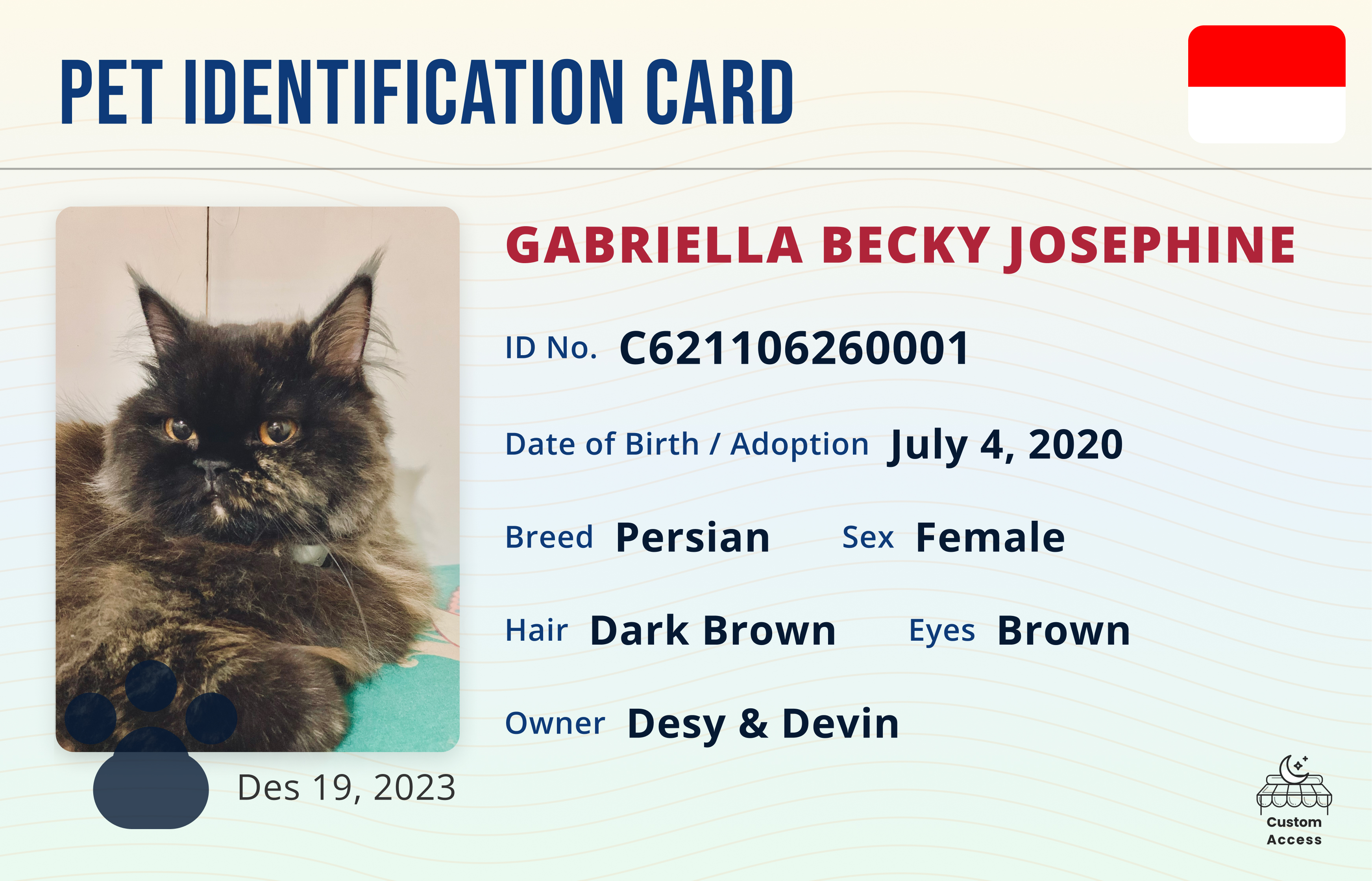 Kartu Pet ID - Gabriella