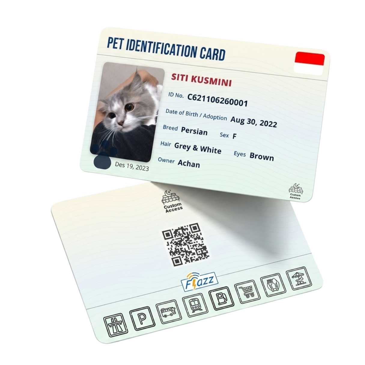 Mockup kartu PET ID CARD — sisi depan & belakang